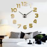 2016 new clock watch wall clocks horloge 3d diy acrylic mirror Stickers Home Decoration Living Room 1