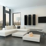 minimalist home designs 2015 minimalist living room interior leather sofa twin square tables 1