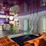 modern living room design purple stretch ceiling