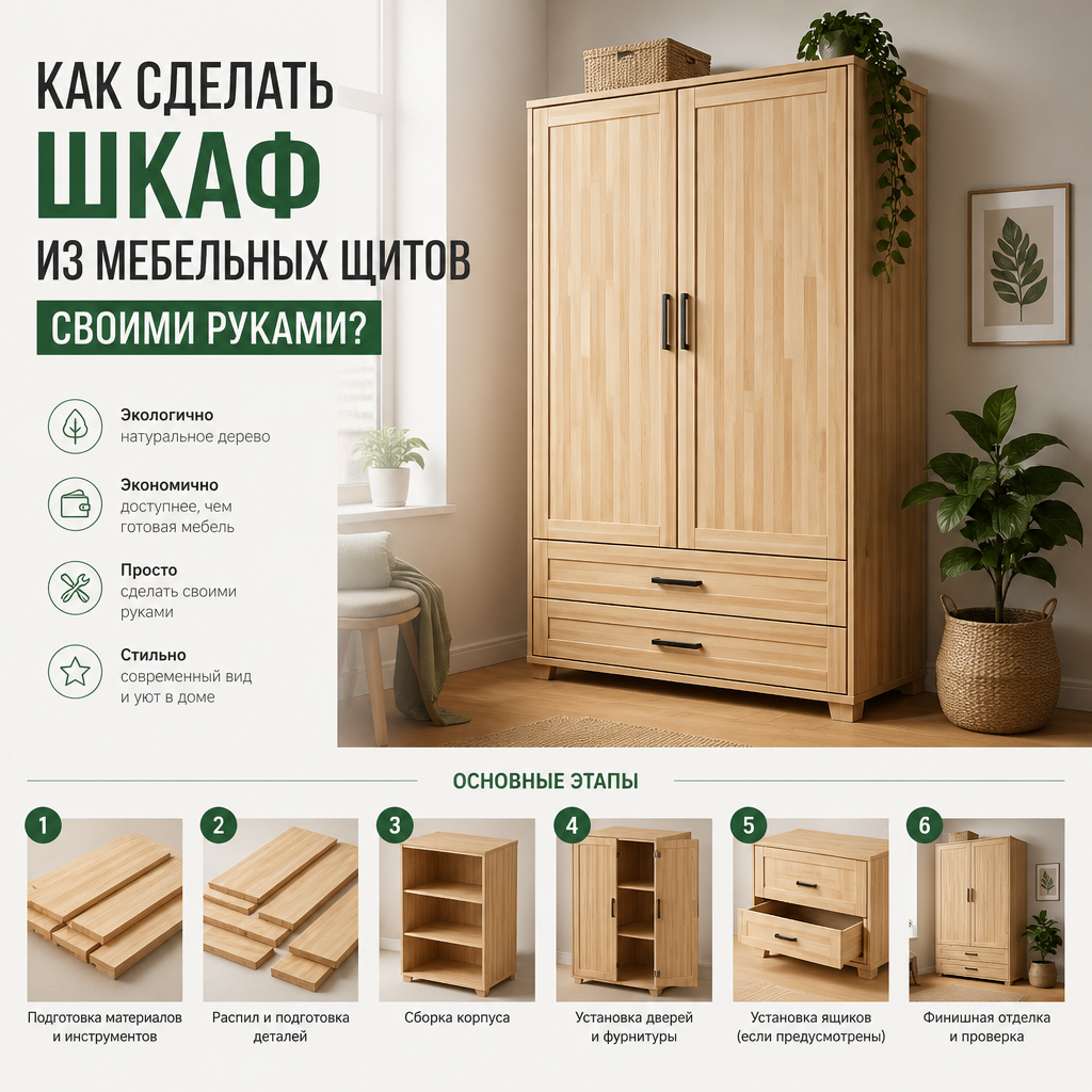 Как сделать шкаф из мебельных щитов своими руками?