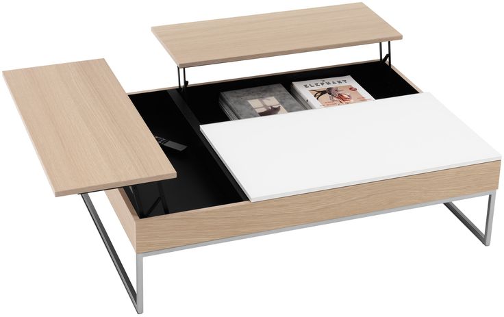 Журнальный столик - трансформер с выдвижной столешницей и местом хранения в основной столешнице