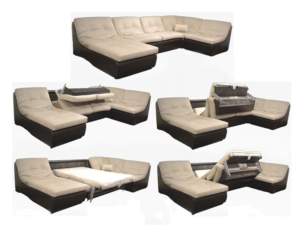 Пример трансформации модульного дивана с раскладным механизмом 