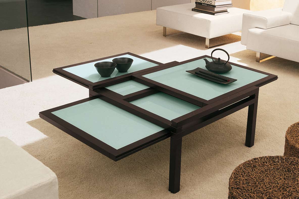 Раздвижной журнальный столик с несколькими раздвижными поверхностями для гостиной 