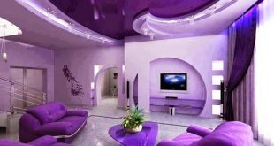 PVC stretch ceiling designs for modern purple living room