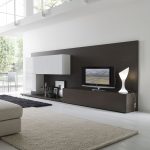 extraordinary white wall paint tv on the wall ideas with charming dark brown wooden wall unit and beautiful cream sisal rug plus soft black fur rug also modern white ceramic furniture photo modern st 1