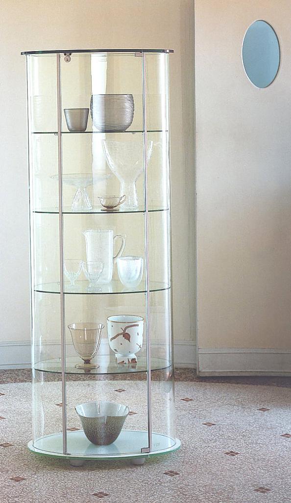Круглый стеклянный шкаф для посуды