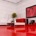 modern elegant design of the livingroom tile floor ideas that has red modern floor can be decor with elegant white ceramics wall can add the beauty inside the modern living room design ideas living fl