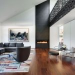 2015 living room interior design trend minimalist living room black fireplace sofa 1