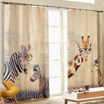 Curtain Modern Style Zebra giraffe linen curtains for living room curtains kids 1