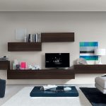 Floating wall units bring visual lightness to the small living room