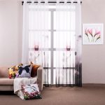 Printed Big Flower Modern Style Curtains for Living Room Flat Window Tulle Curtain Punching Window Screening