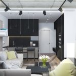 grayscale studio apartment decor