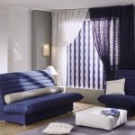 modern curtains for living room in white blue colors