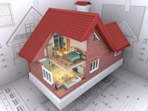 3D isometric view the residential house on architect